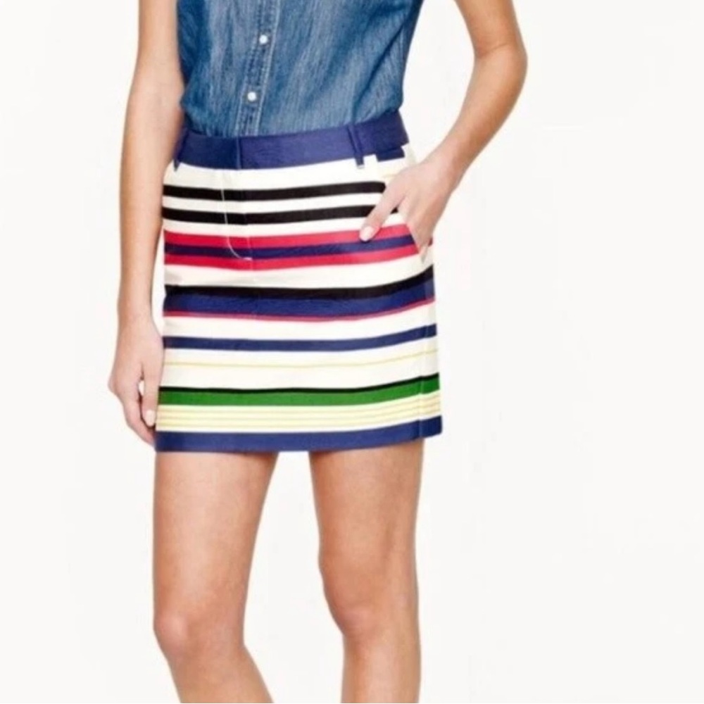 J.CREW Madewell multi stripe mini skirt size 00 cotton blend chino rainbow color - Picture 15 of 15